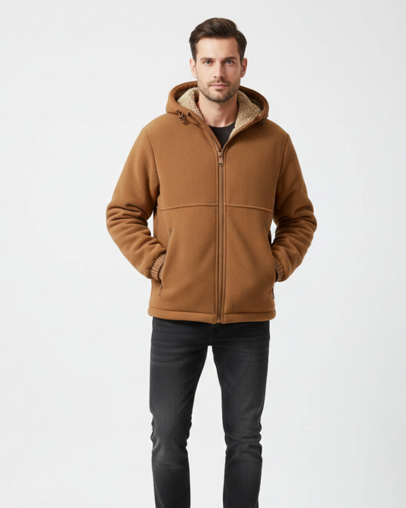 Norlan Veste Polaire Homme avec Capuche Manteau Chaud Léger à Poches Zippées Hiver