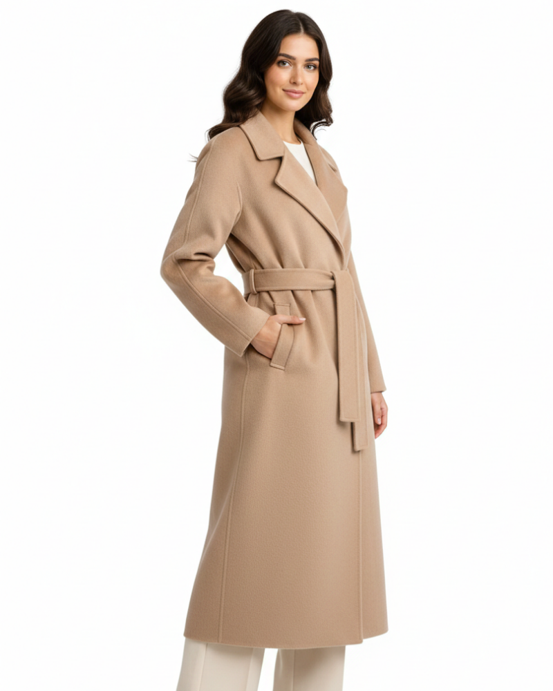 Talitha Manteau Long Femme Élégant Manteau en Laine Mélangée avec Col Revers Classique, vue 2