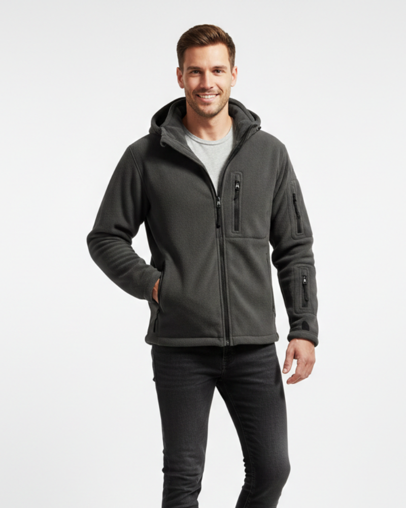 Hunter Veste Fleece Thermique Homme Jacket Militaire Coupe Outdoor avec Capuche & Poches, vue 3