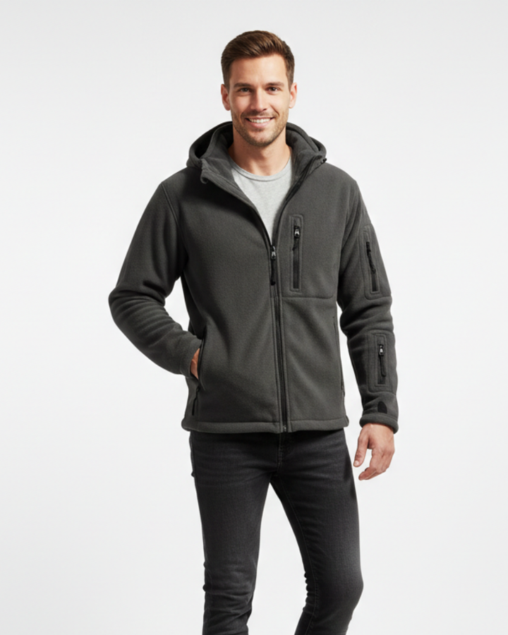 Hunter Veste Fleece Thermique Homme Jacket Militaire Coupe Outdoor avec Capuche & Poches, vue 3