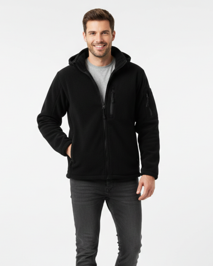 Hunter Veste Fleece Thermique Homme Jacket Militaire Coupe Outdoor avec Capuche & Poches, vue 4