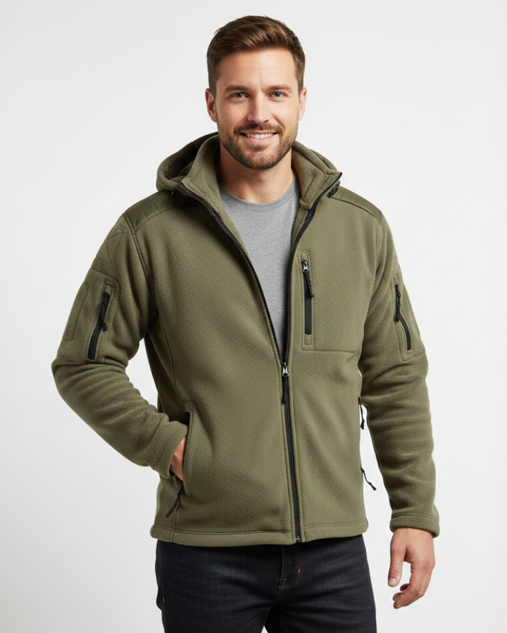 Hunter Veste Fleece Thermique Homme Jacket Militaire Coupe Outdoor avec Capuche & Poches, vue 5