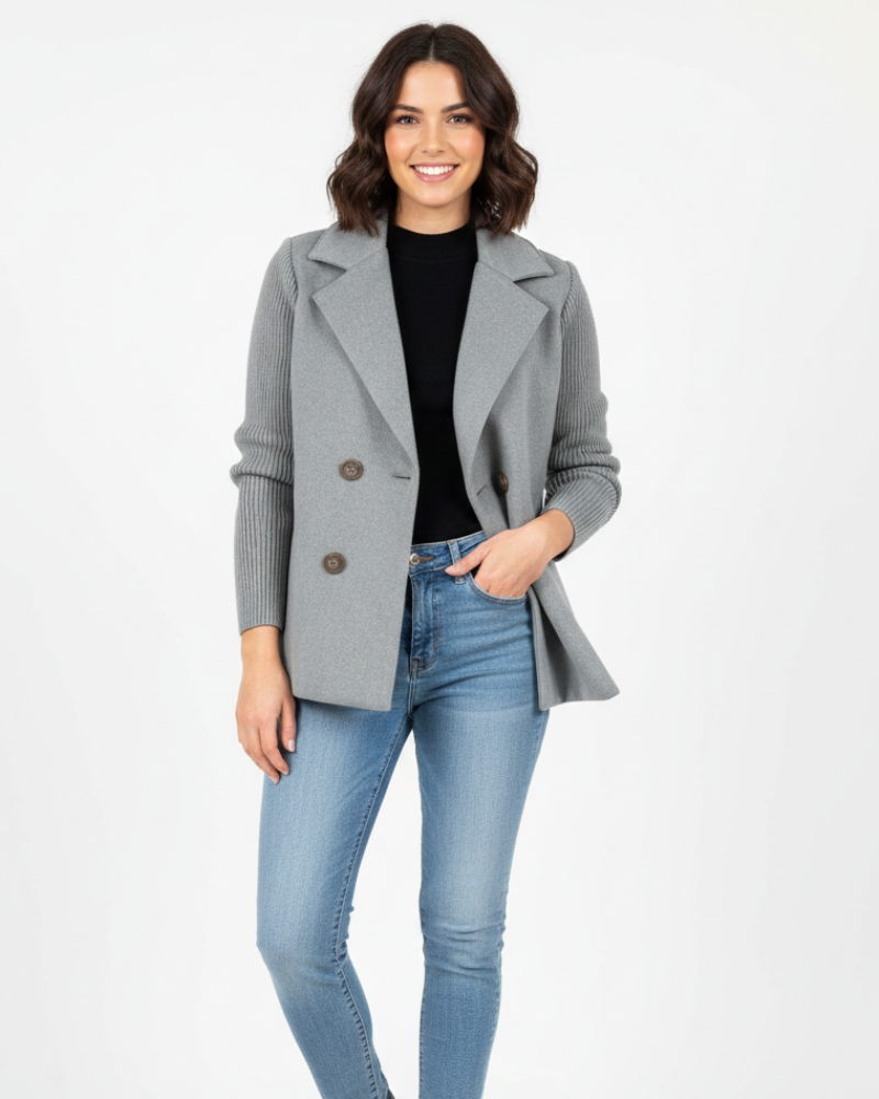 Charina Blazer Tricot Femme Veste Double Boutonnage avec Col Revers & Manches Longues, vue 7