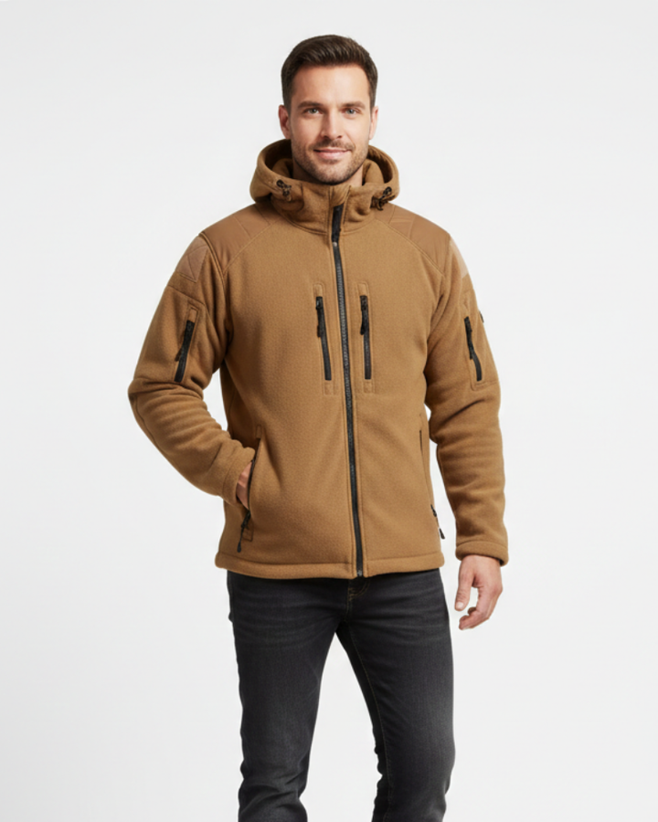 Hunter Veste Fleece Thermique Homme Jacket Militaire Coupe Outdoor avec Capuche & Poches