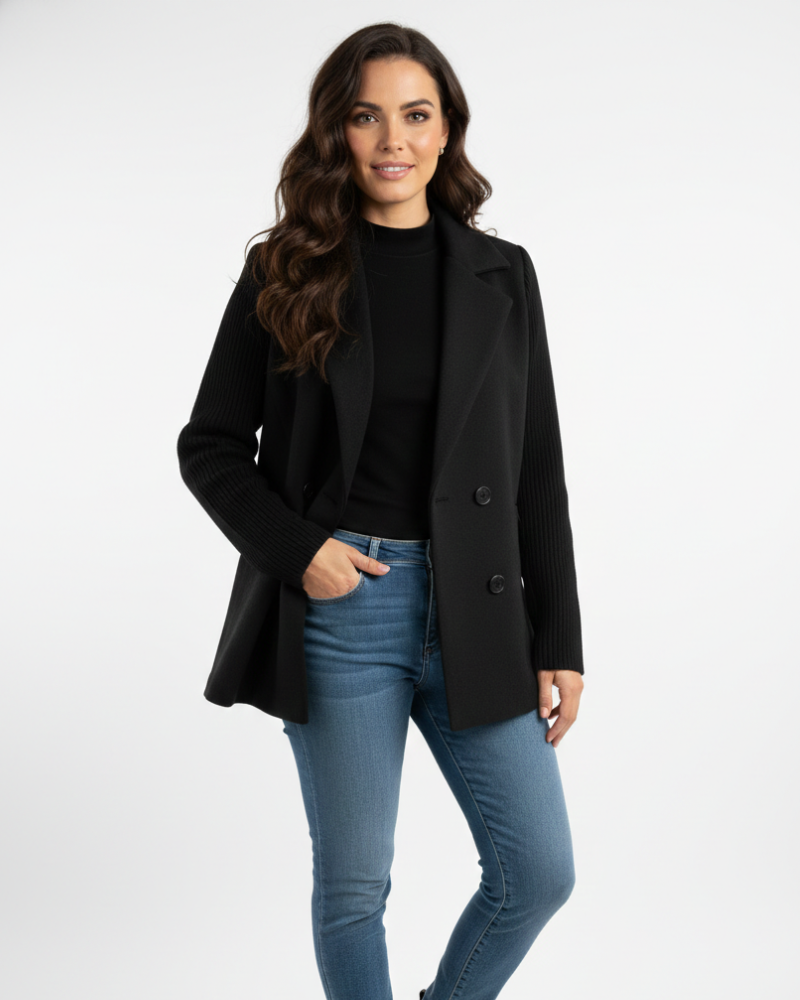 Charina Blazer Tricot Femme Veste Double Boutonnage avec Col Revers & Manches Longues, vue 6