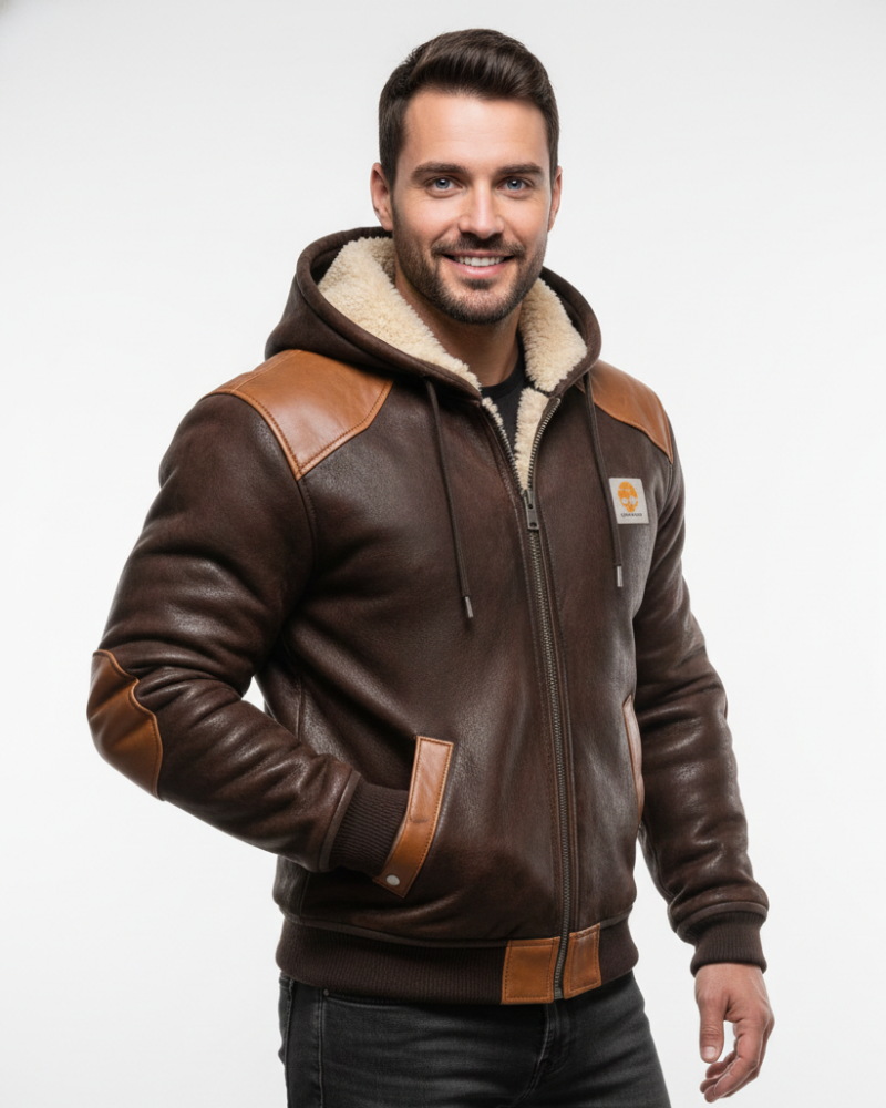 Quenton Veste Homme Vintage en Daim & Cuir Doublure Chaude, Capuche & Style Rétro, vue 2