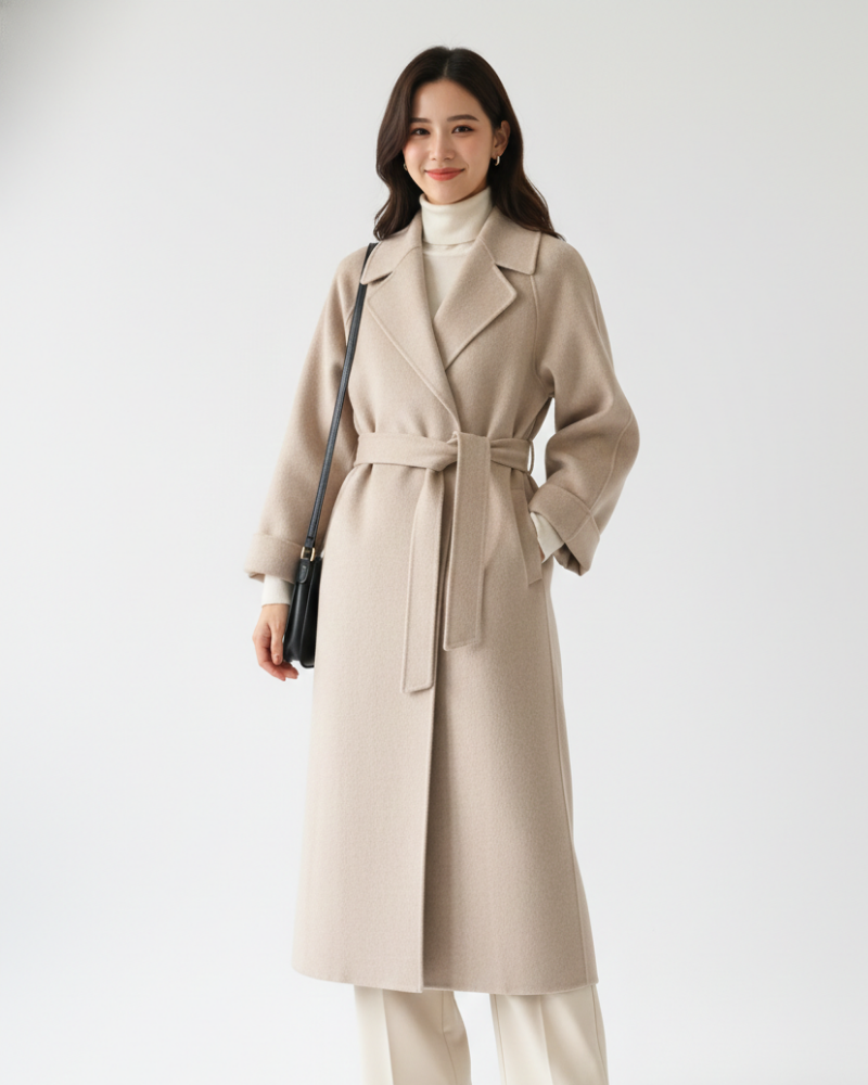 Talitha Manteau Long Femme Élégant Manteau en Laine Mélangée avec Col Revers Classique, vue 3