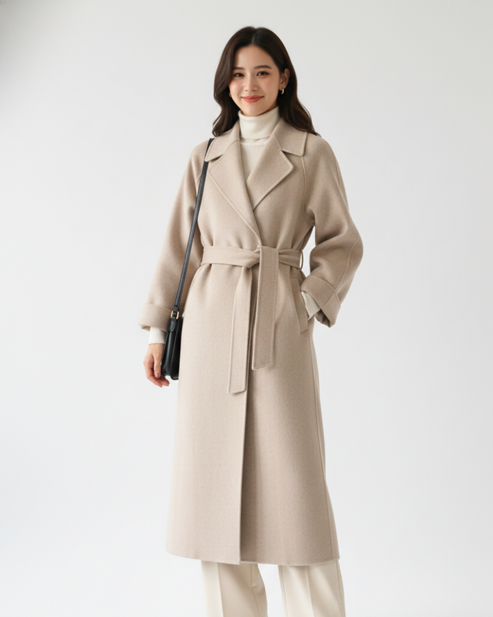 Talitha Manteau Long Femme Élégant Manteau en Laine Mélangée avec Col Revers Classique, vue 3