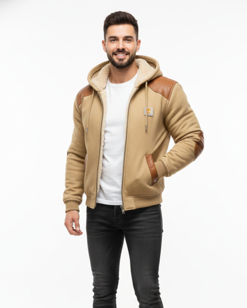Quenton Veste Homme Vintage en Daim & Cuir Doublure Chaude, Capuche & Style Rétro, vue 3