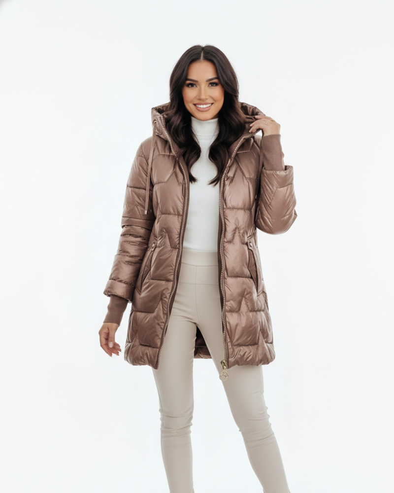 Charlie Manteau d’Hiver Femme Veste Élégante avec Capuche, Poches et Fermeture à Boutons