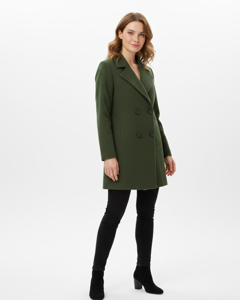 Lucia Donatelli Manteau d’Hiver en Laine pour Femme Coupe Élégante & Finition Soignée