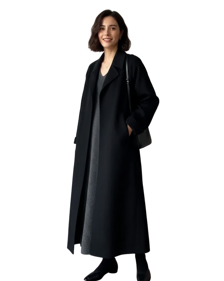 Talitha Manteau Long Femme Élégant Manteau en Laine Mélangée avec Col Revers Classique, vue 4