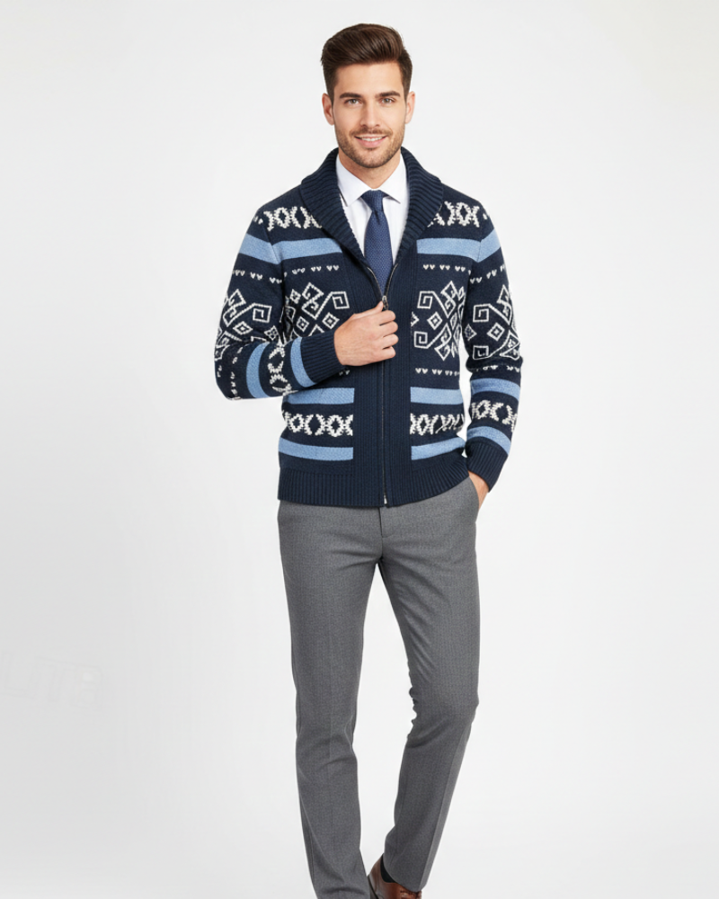 Mike Gilet Zippé Homme en Laine Maille Chaude, Coupe Élégante & Col Classique, vue 4