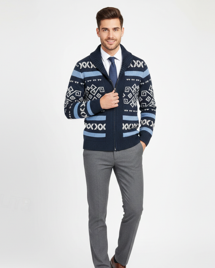 Mike Gilet Zippé Homme en Laine Maille Chaude, Coupe Élégante & Col Classique, vue 4