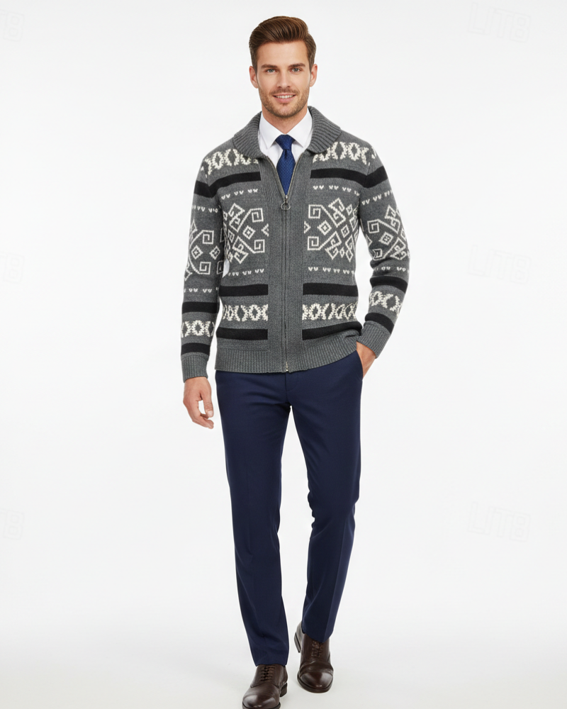 Mike Gilet Zippé Homme en Laine Maille Chaude, Coupe Élégante & Col Classique, vue 3