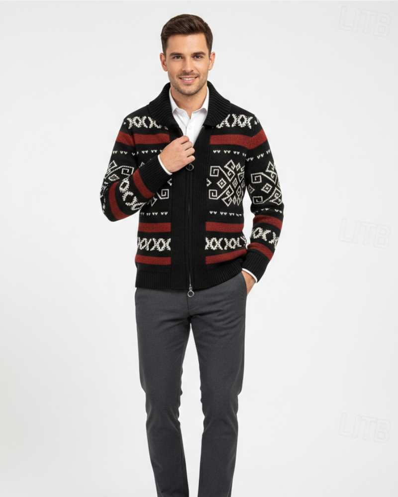 Mike Gilet Zippé Homme en Laine Maille Chaude, Coupe Élégante & Col Classique, vue 2