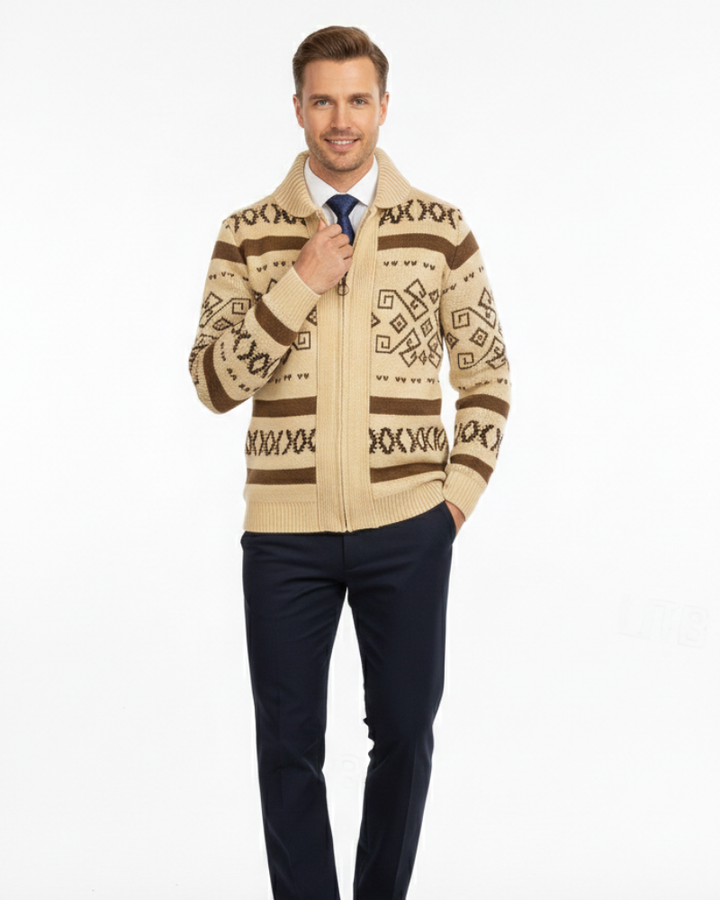 Mike Gilet Zippé Homme en Laine Maille Chaude, Coupe Élégante & Col Classique