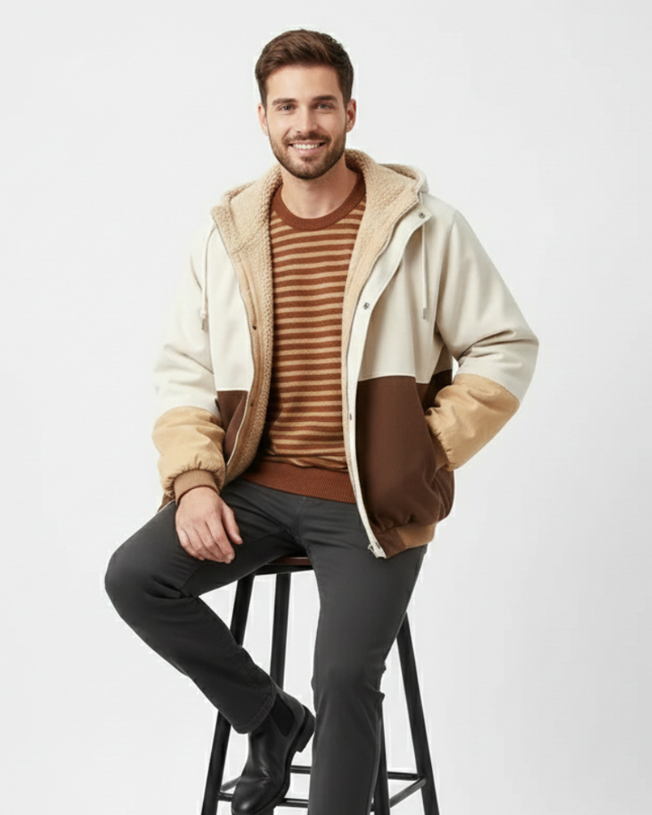 Veste Color Block Lorki pour Homme Veste Patchwork Moderne pour l’Automne et l’Hiver, vue 3