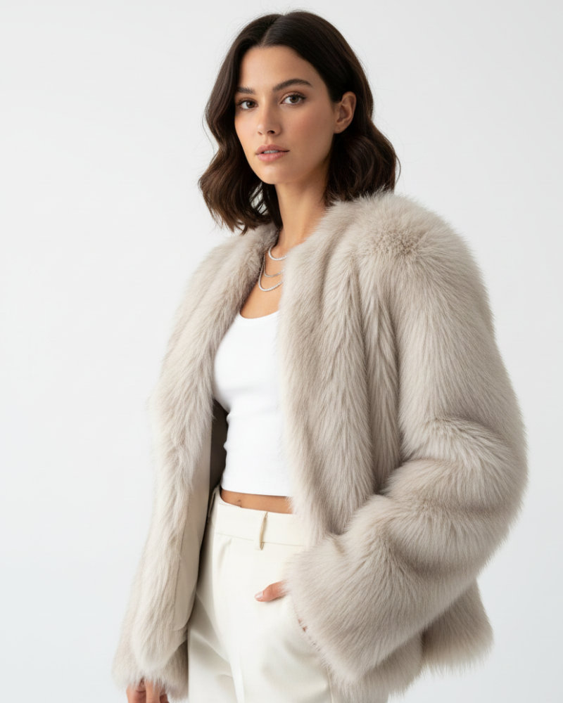 Julien Manteau Faux-Fur Femme Veste Hiver Douce & Chaude avec Coupe Décontractée Élégante, vue 2