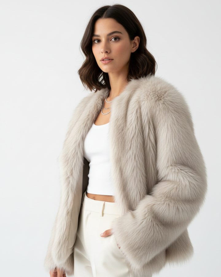 Julien Manteau Faux-Fur Femme Veste Hiver Douce & Chaude avec Coupe Décontractée Élégante, vue 2