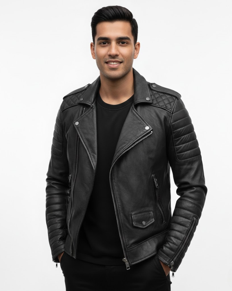 Amos Veste Moto Homme à Fermeture Zippée Style Moderne & Coupe Confortable, vue 3