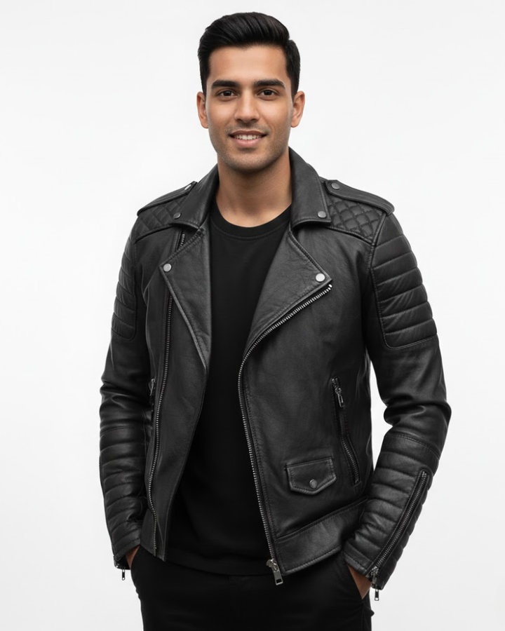 Amos Veste Moto Homme à Fermeture Zippée Style Moderne & Coupe Confortable, vue 3