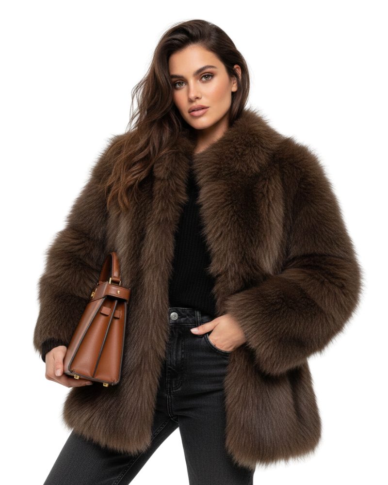 Julien Manteau Faux-Fur Femme Veste Hiver Douce & Chaude avec Coupe Décontractée Élégante
