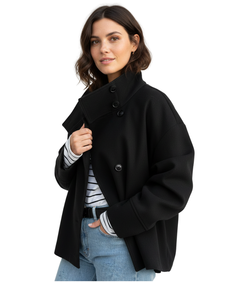 Yara Veste Courte Femme Manteau Élégant avec Col Montant & Coupe Flatteuse, vue 2