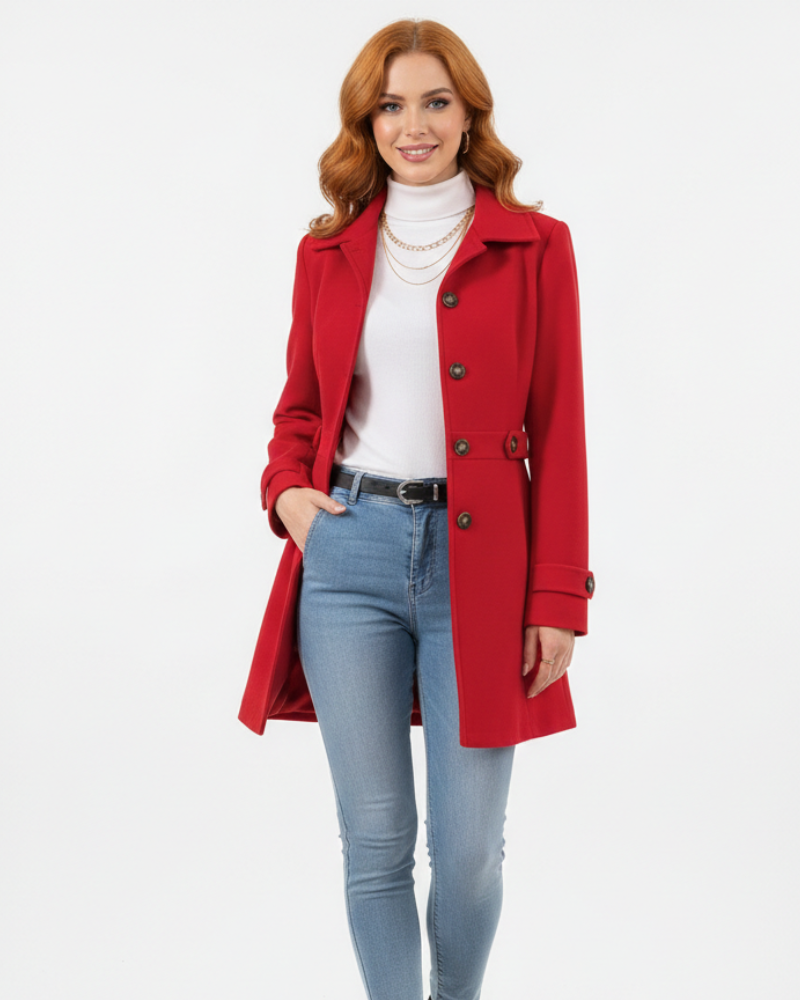 Celeste Manteau Femme Élégant Coupe Mi-Longue, Boutonnage Classique & Style Intemporel