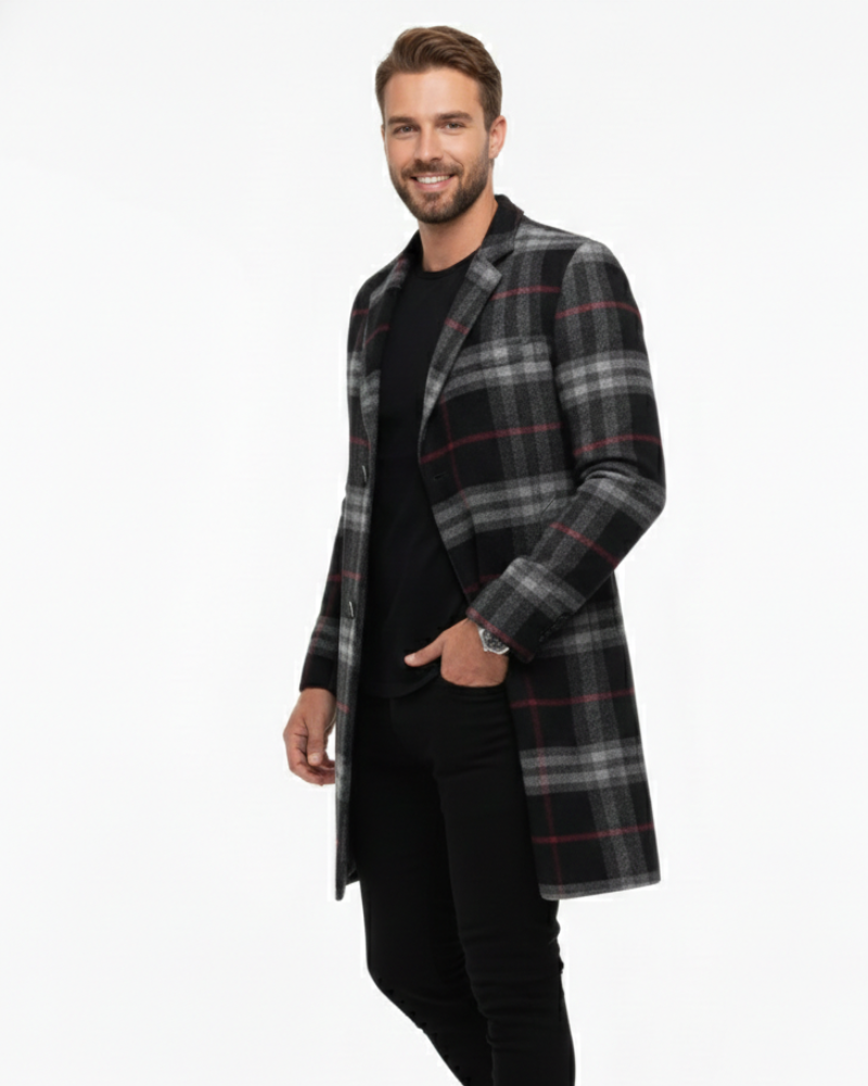 Donny Veste Homme Élégante Manteau à Motif Unique avec Fermeture Boutonnée, vue 2