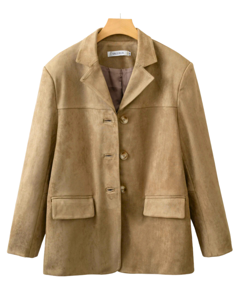 Calliope Blazer en Daim Synthétique Femme Revers Classiques, Coupe Droite & Style Élégant, vue 3