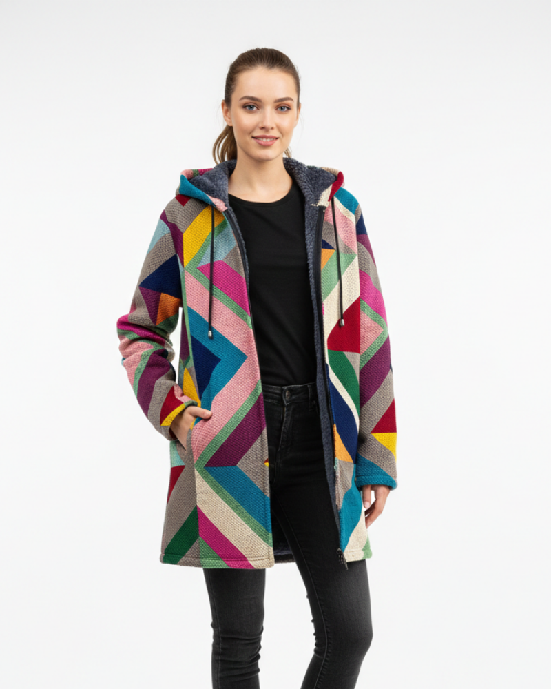 Aria Gilet Femme Tricoté Artistique Cardigan Fluide à Imprimé Élégant & Coupe Décontractée
