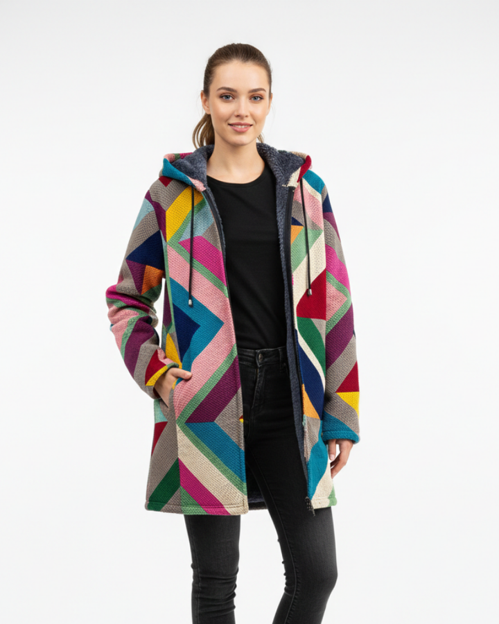 Aria Gilet Femme Tricoté Artistique Cardigan Fluide à Imprimé Élégant & Coupe Décontractée