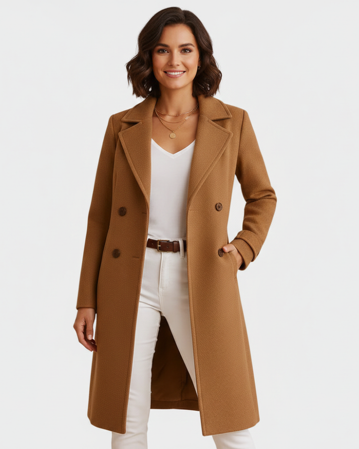 Abigail Manteau Long Femme en Laine Coupe Structurée & Élégance Intemporelle Hiver, vue 3