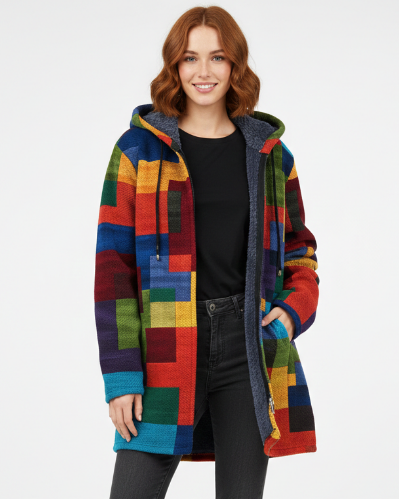 Aria Gilet Femme Tricoté Artistique Cardigan Fluide à Imprimé Élégant & Coupe Décontractée, vue 4