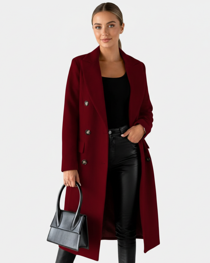 Zivory Manteau Long Femme Élégant Coupe Raffinée avec Fermeture à Boutons, vue 6