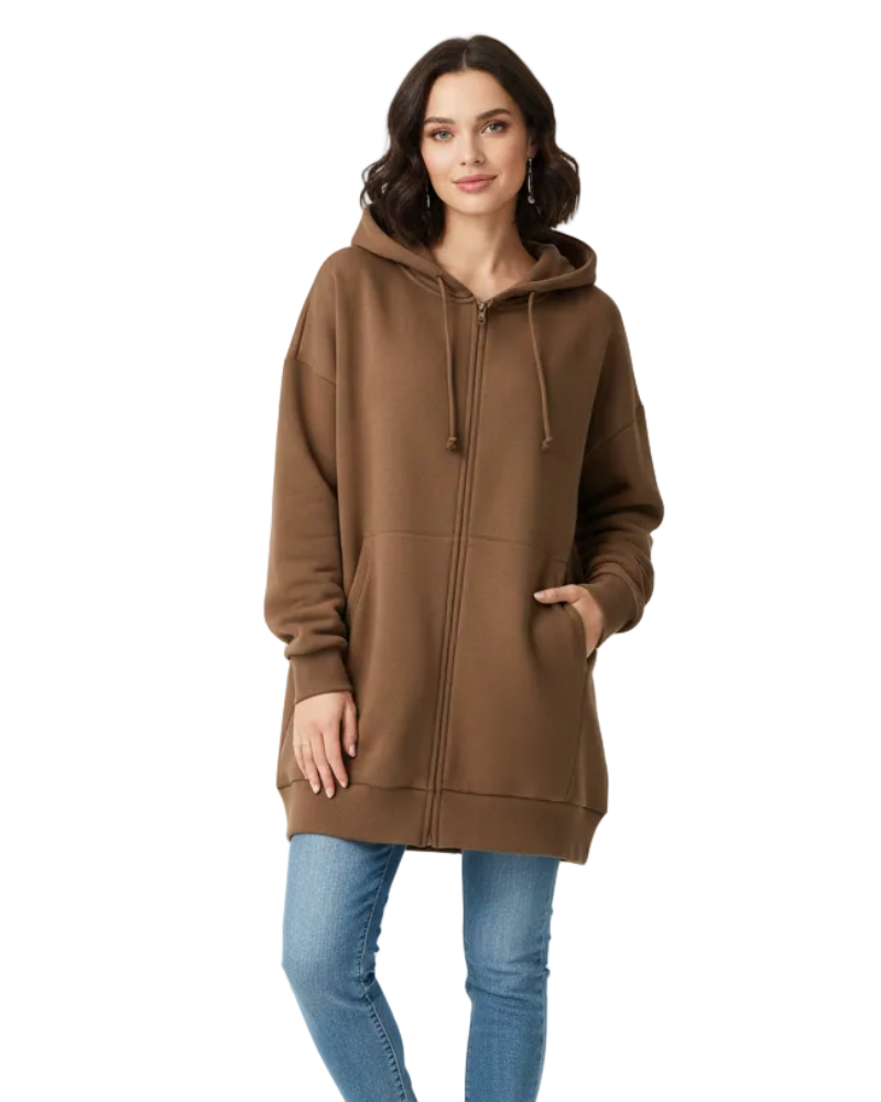 Remily Sweat à Capuche Oversize Femme Zippé Hoodie Chaud avec Capuche & Coupe Confort, vue 3