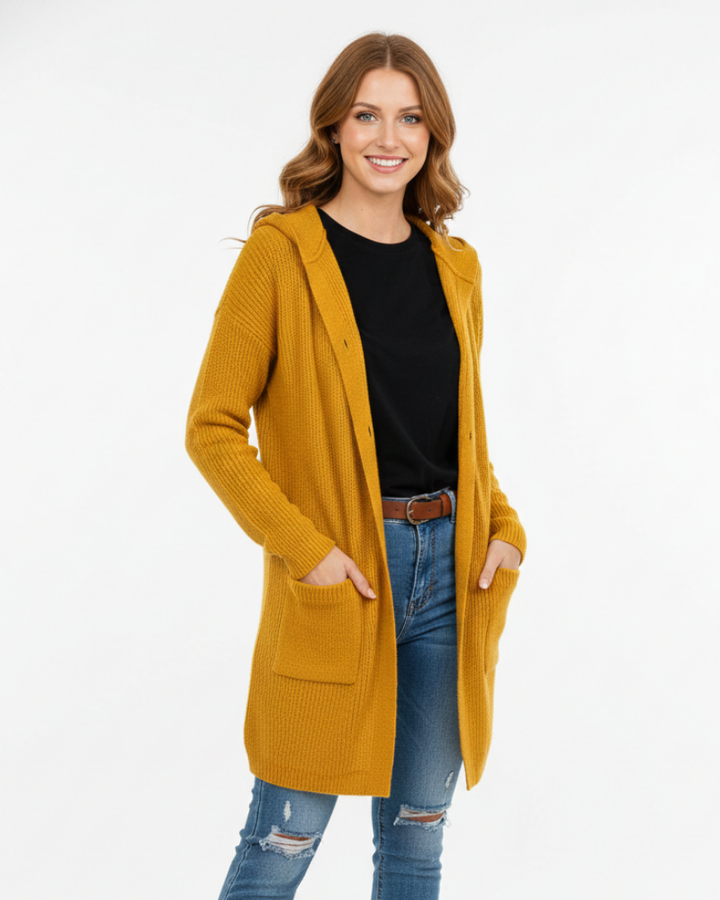 Elena Gilet Long Femme Élégant Cardigan Fluide avec Coupe Allongeante & Style Intemporel, vue 4