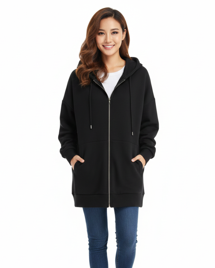 Remily Sweat à Capuche Oversize Femme Zippé Hoodie Chaud avec Capuche & Coupe Confort