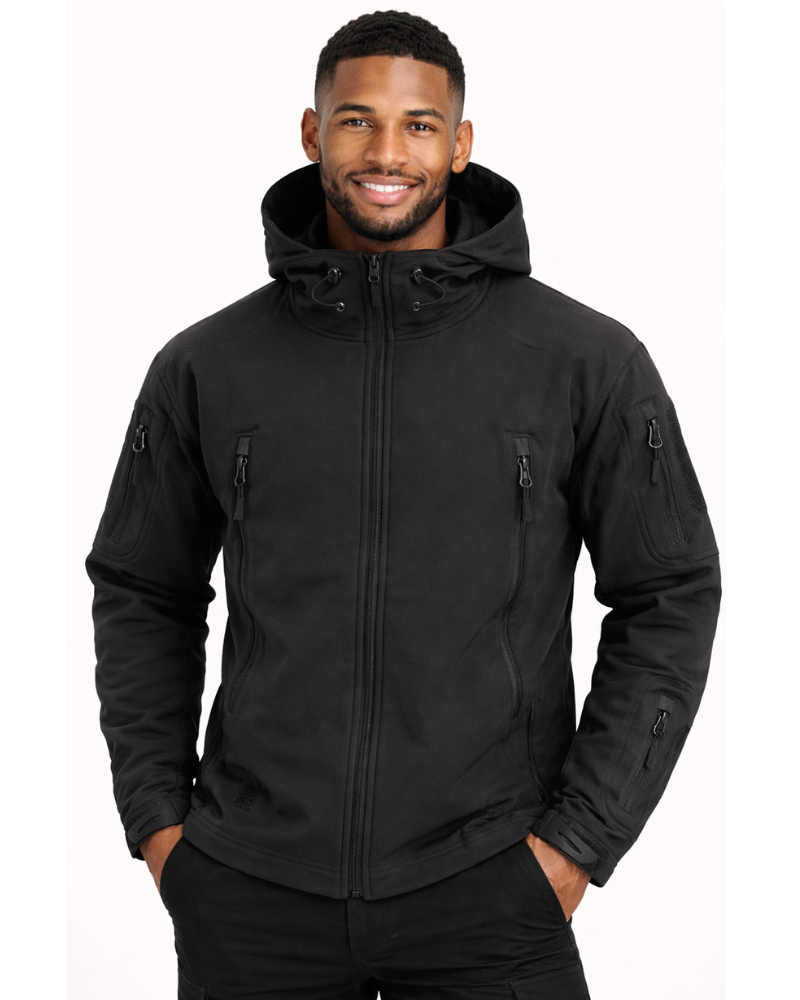 Zoren Veste Softshell Tactique Homme Coupe-Vent Imperméable avec Capuche Ajustable, vue 2