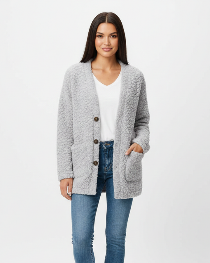 Milas Veste Pluche Femme Gilet Casual Doux Coupe Décontractée avec Poches, vue 8