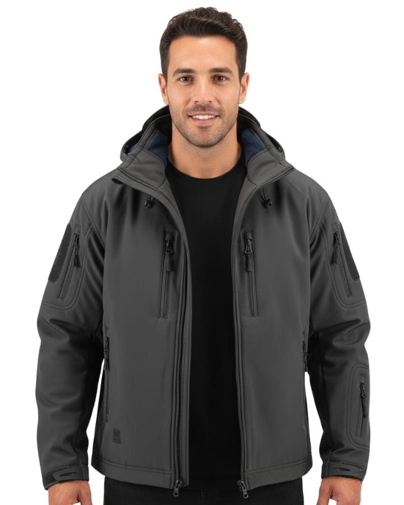 Zoren Veste Softshell Tactique Homme Coupe-Vent Imperméable avec Capuche Ajustable, vue 3