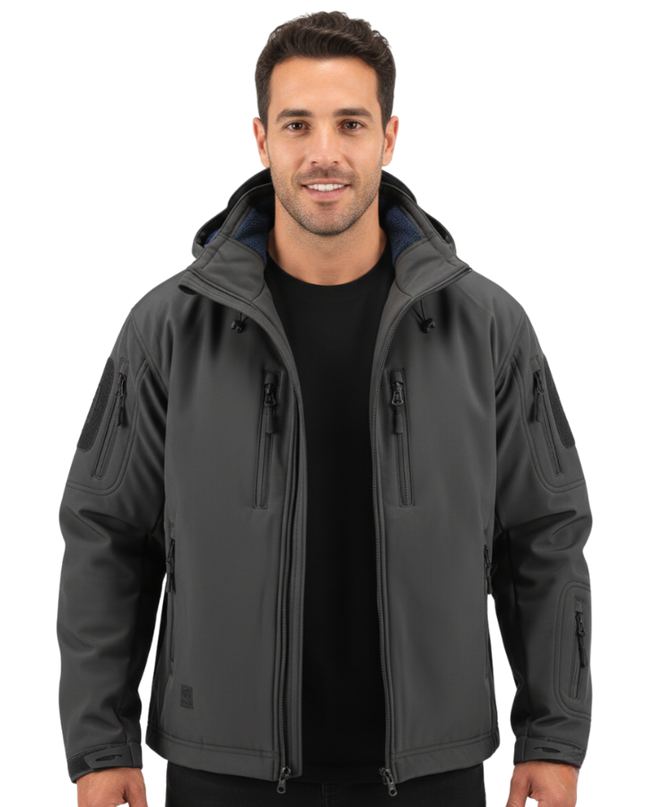 Zoren Veste Softshell Tactique Homme Coupe-Vent Imperméable avec Capuche Ajustable, vue 3
