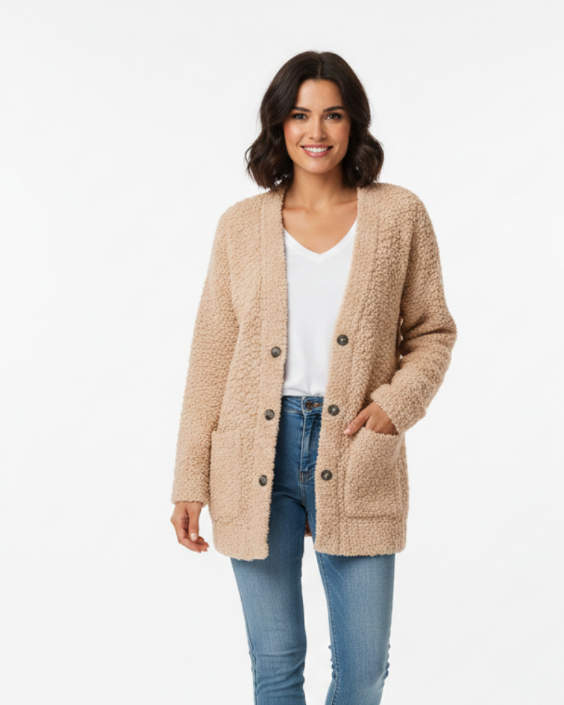 Milas Veste Pluche Femme Gilet Casual Doux Coupe Décontractée avec Poches, vue 5
