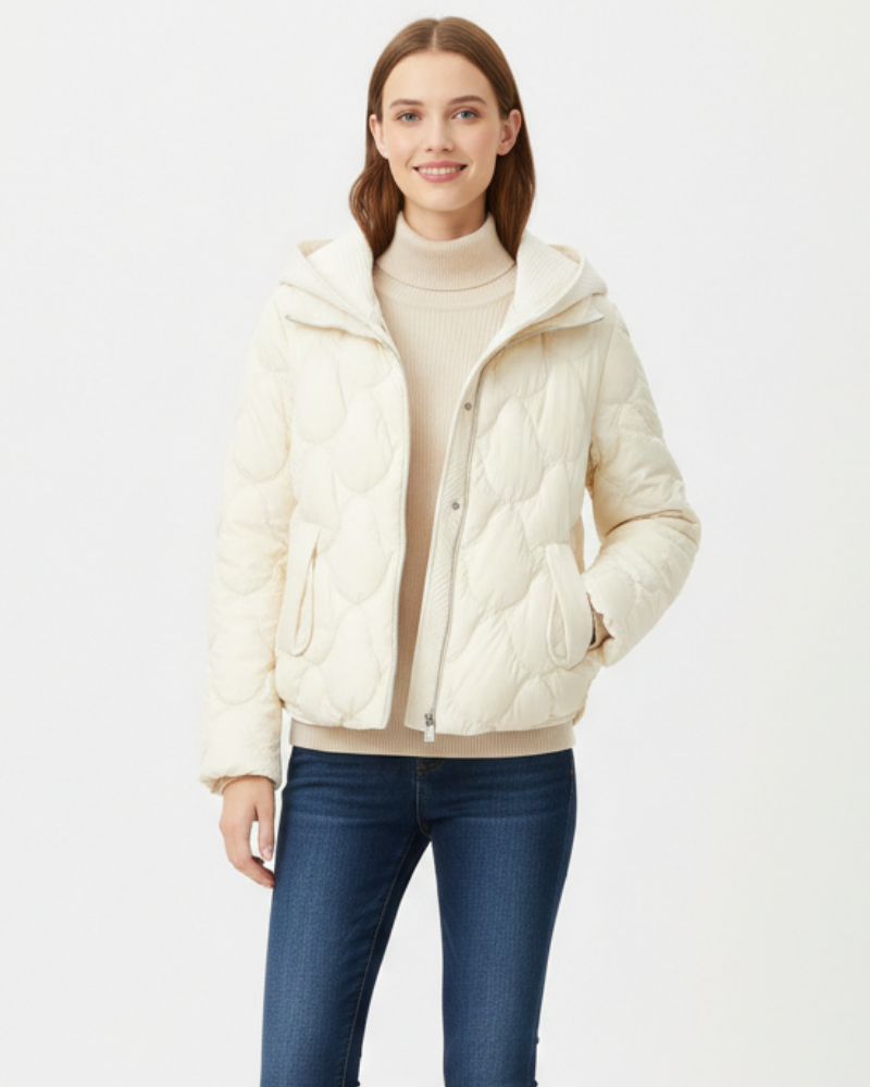 Oline Doudoune Courte Femme Veste Matelassée Élégante avec Capuche & Fermeture Zippée, vue 4