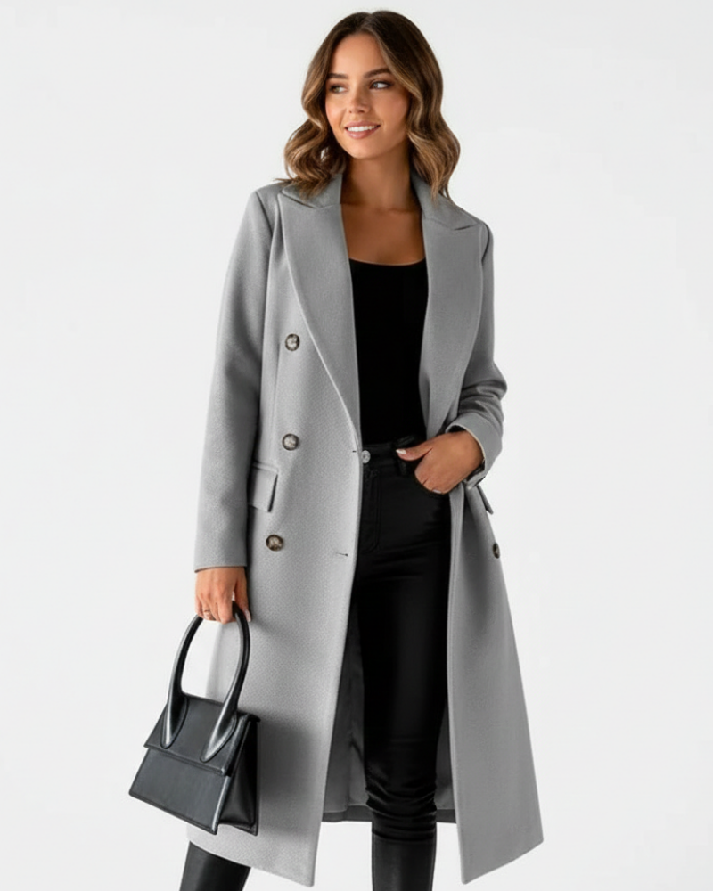 Zivory Manteau Long Femme Élégant Coupe Raffinée avec Fermeture à Boutons