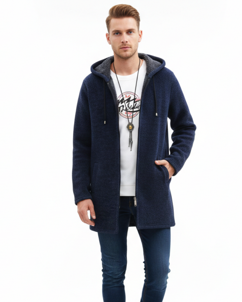 Jeff Manteau d’Hiver Homme Veste Chaude Élégante avec Capuche Réglable & Fermeture Zippée, vue 3
