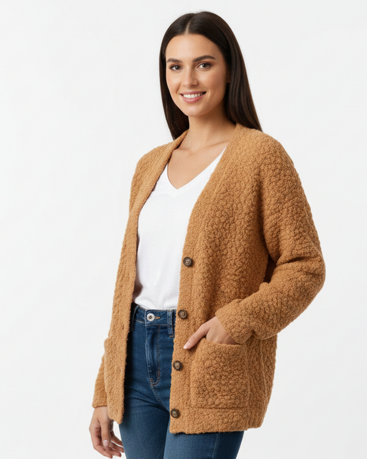 Milas Veste Pluche Femme Gilet Casual Doux Coupe Décontractée avec Poches, vue 7