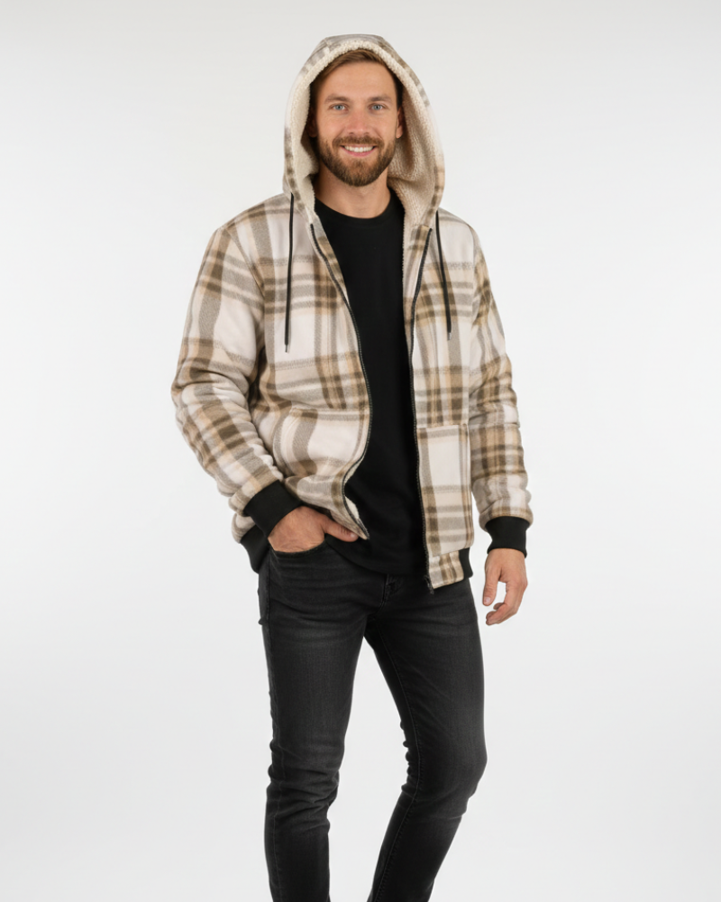 Henry Veste Hiver Homme à Carreaux Manteau Chaud Élégant avec Fermeture Boutonnée, vue 5