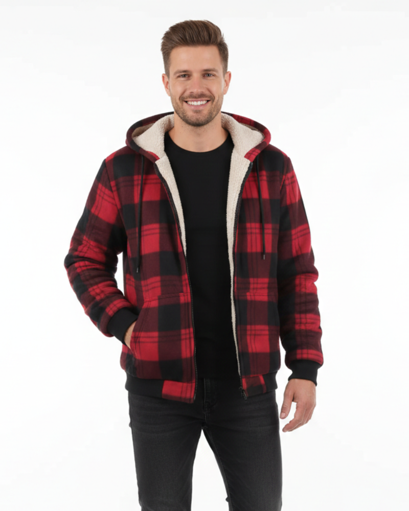 Henry Veste Hiver Homme à Carreaux Manteau Chaud Élégant avec Fermeture Boutonnée, vue 2